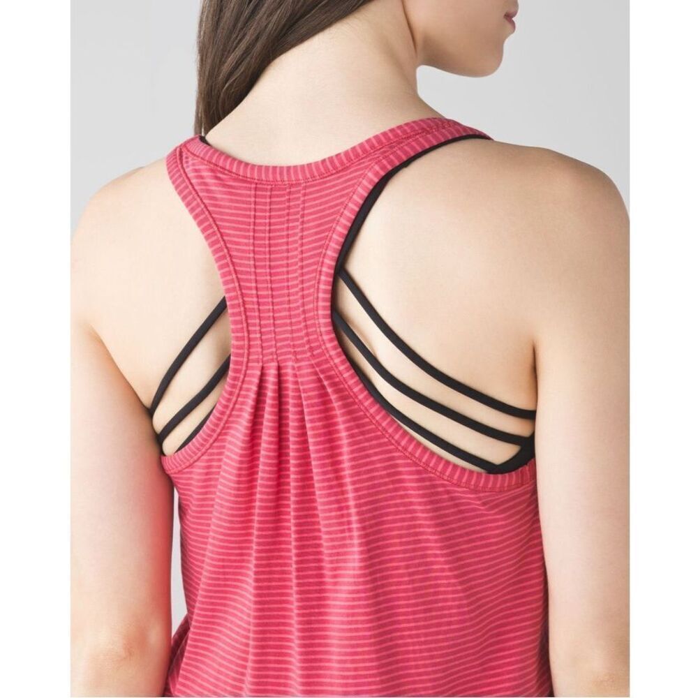 Lululemon Yogi Everyday Tank in Hyper Stripe Fireside Red Flash Light 8